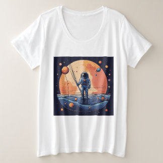 Camiseta Plus Size "Pescador Cósmico: T-Shirt Minimalista Astronauta