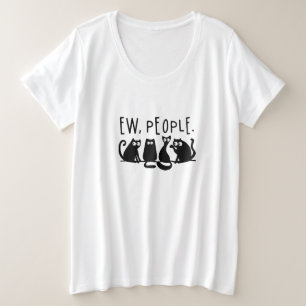 Camiseta Plus Size Pessoas Ruins Gatos Pretos Meow 