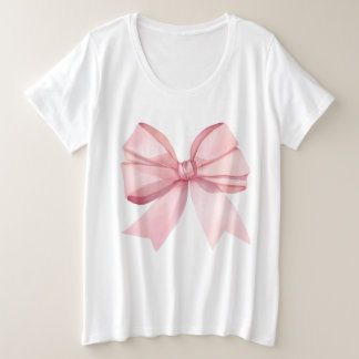 Camiseta Plus Size Pink Bow for Women