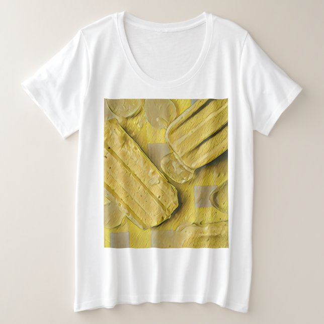 Camiseta Plus Size Pintel de cone de sorvete amarelo (Frente do Design)