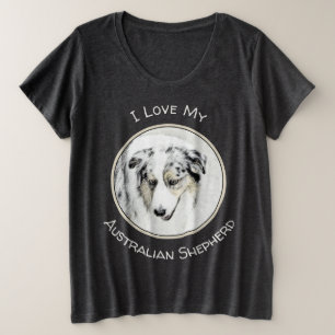 Camiseta Plus Size Pintura Australiana de Pastor - Arte Original de C