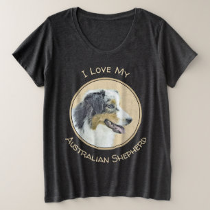 Camiseta Plus Size Pintura Australiana de Pastor - Arte Original de C