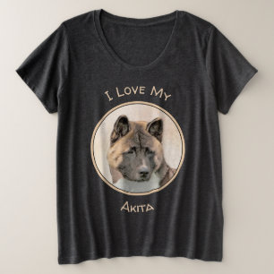 Camiseta Plus Size Pintura de Akita - Arte Cão Original