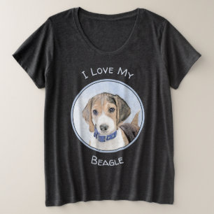 Camiseta Plus Size Pintura de Beagle - Arte de Cão Original Bonita