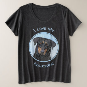 Camiseta Plus Size Pintura de Beauceron - Arte de Cachorro Original B