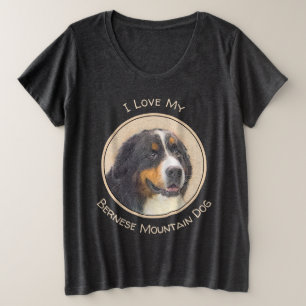 Camiseta Plus Size Pintura De Cão Da Montanha Bernese - Arte Origina