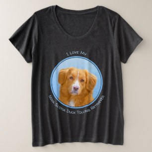 Camiseta Plus Size Pintura de Cão de Retriever com Pedra Nova Escócia