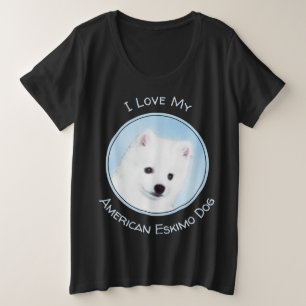 Camiseta Plus Size Pintura de Cão no Esquimó Americano - Arte de C