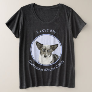 Camiseta Plus Size Pintura de Cardigan Welsh Corgi - Arte Original pa