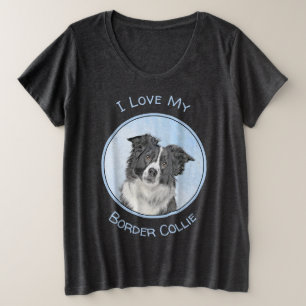 Camiseta Plus Size Pintura de Collie de Borda - Arte de Cachorro Orig