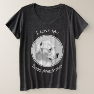 Camiseta Plus Size Pintura de Dogo Argentino - Arte de Cachorro Origi