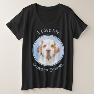 Camiseta Plus Size Pintura de Espanhol Clumber - Arte de Cachorro Ori