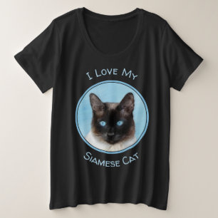 Camiseta Plus Size Pintura De Gatos Siameses - Arte De Gato Original 