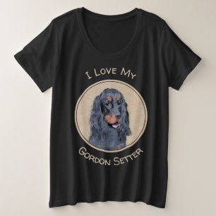 Camiseta Plus Size Pintura de Gordon Setter - Arte de Cachorro Origin