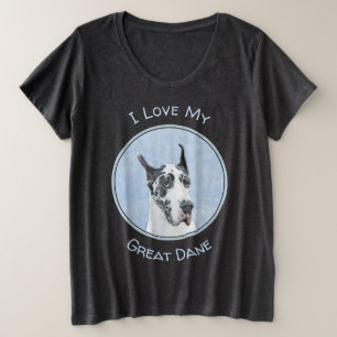Camiseta Plus Size Pintura de Great Dane (Harlequin) - Arte de Cão O