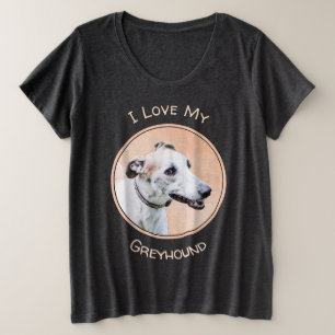 Camiseta Plus Size Pintura de Greyhound - Arte de Cachorro Original