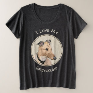 Camiseta Plus Size Pintura de Greyhound - Arte de Cachorro Original