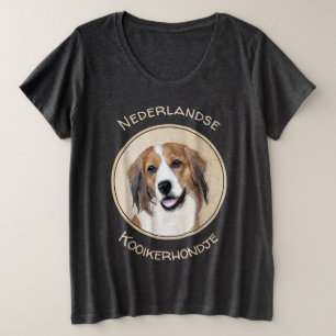 Camiseta Plus Size Pintura De Nederlandse Kooikerhondje - Arte De Cã