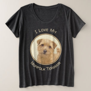 Camiseta Plus Size Pintura de Norfolk Terrier - Arte de Cachorro Orig
