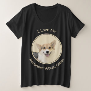 Camiseta Plus Size Pintura de Pembroke Welsh Corgi - Arte Original pa