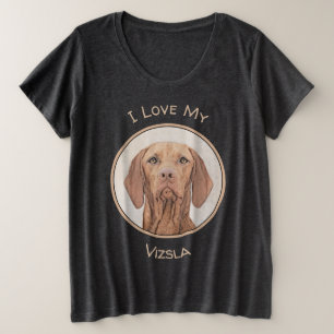 Camiseta Plus Size Pintura de Vizsla - arte original bonito do cão