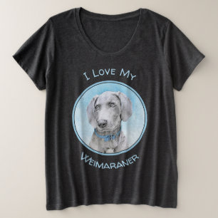Camiseta Plus Size Pintura de Weimaraner - Arte de Cachorro Original