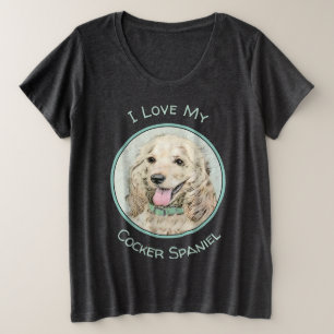 Camiseta Plus Size Pintura do Cocker Spaniel Buff - Arte Original par