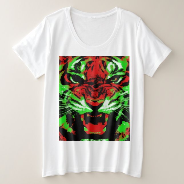 Camiseta Plus Size Pintura em Rosto Vermelho e Verde (Frente do Design)