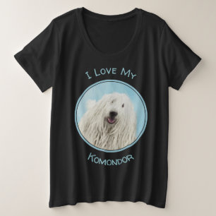 Camiseta Plus Size Pintura Komondor - Arte Cachorra Original