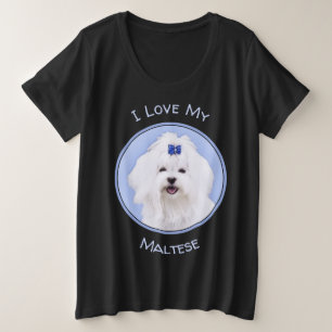 Camiseta Plus Size Pintura Maltesa - Arte Cachorra Original