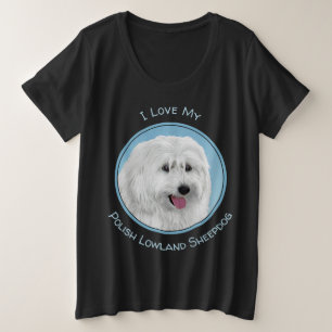 Camiseta Plus Size Pintura Polonesa de Sheepdog - Arte Canina