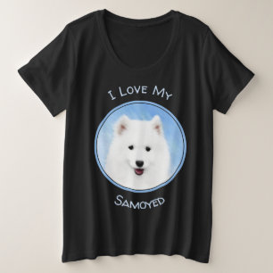 Camiseta Plus Size Pintura Samoyed Puppy - Arte Cachorra Original