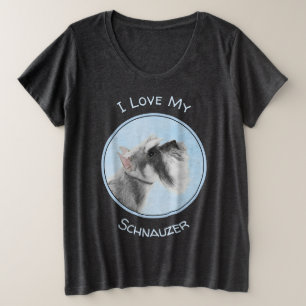 Camiseta Plus Size Pintura Schnauzer (Giant, Standard) - Arte Canina