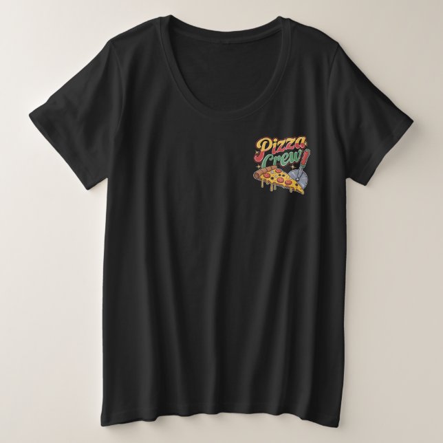 Camiseta Plus Size Pizza Crew (Frente do Design)