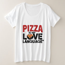 Camiseta Plus Size Pizza é a minha língua de amor