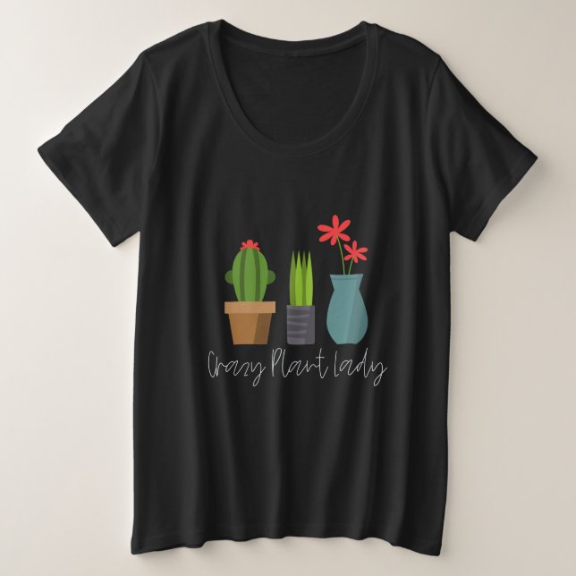 Camiseta Plus Size Plantas - Senhora das Plantas Loucas (Frente do Design)