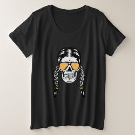 Camiseta Plus Size Playera de Halloween con Calavera y Trenzas