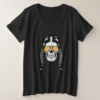 Camiseta Plus Size Playera de Halloween con Calavera y Trenzas