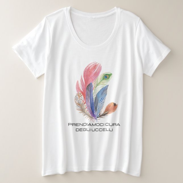 Camiseta Plus Size Playera plumas de aves  (Frente do Design)