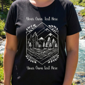 Camiseta Plus Size Plus Size Nature Hexagon Mountain Your Text