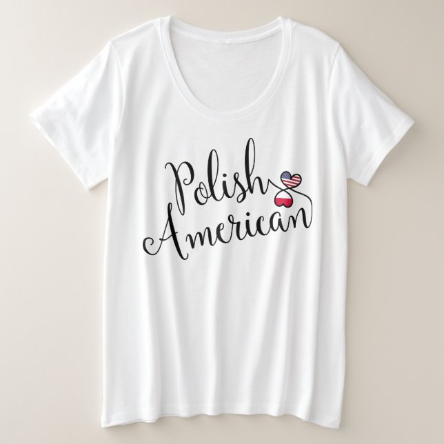 Camiseta Plus Size Poloneses americanos Hearts Women's (Frente do Design)