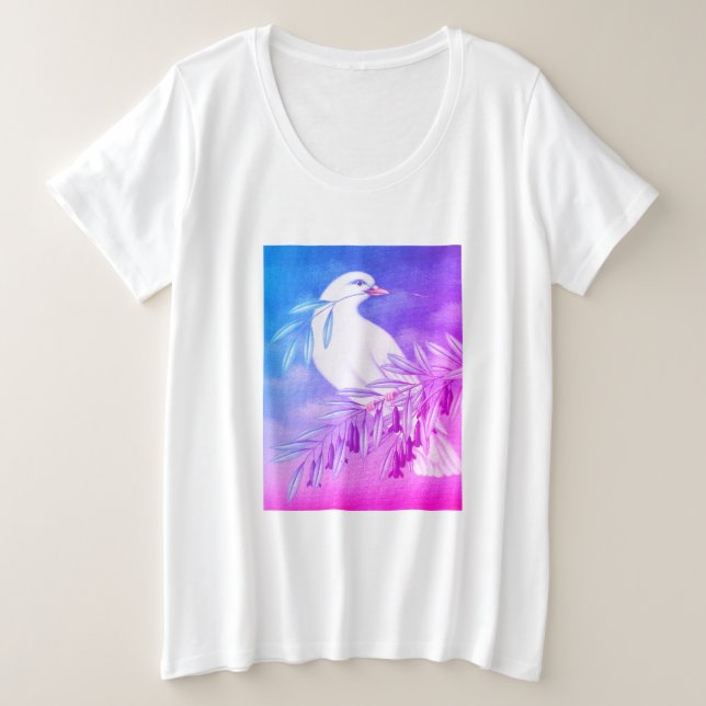Camiseta Plus Size Pomba da paz (Frente do Design)