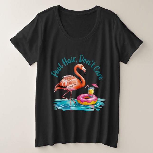 Camiseta Plus Size Pool Hair, Don’t Care  (Frente do Design)