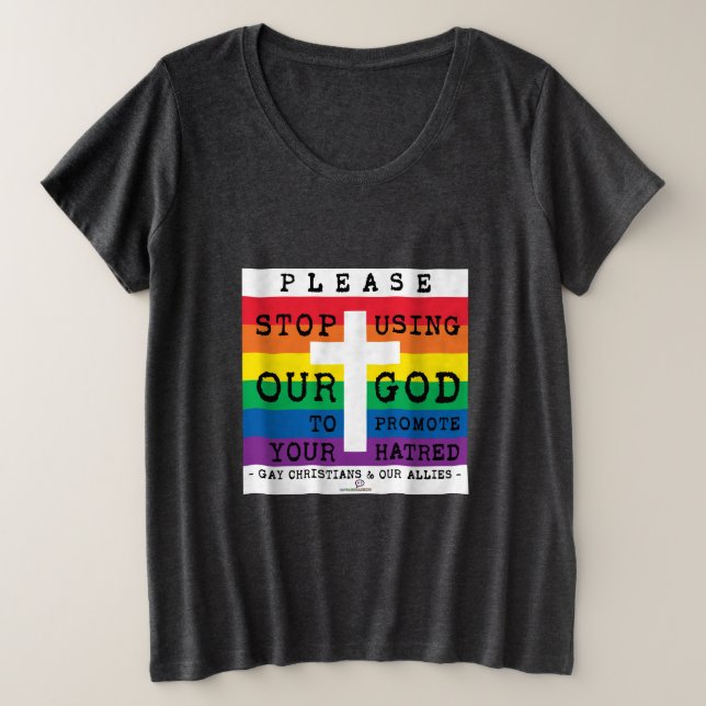 Camiseta Plus Size Por favor, pare (Frente do Design)