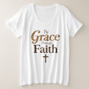 Camiseta Plus Size Por Grace Through Faith - Christian Cross Vintage