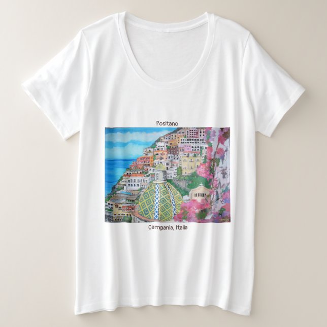 Camiseta Plus Size Positano - t-shirt básico do Mais-Size das (Frente do Design)