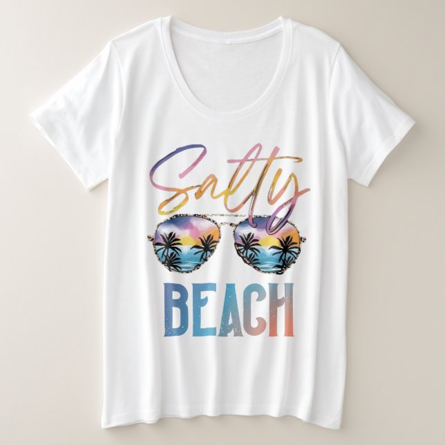 Camiseta Plus Size Praia Salgada (Frente do Design)