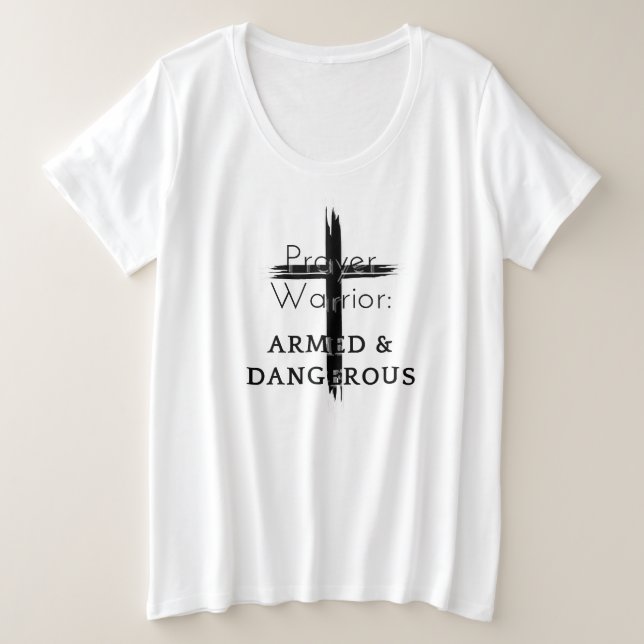 Camiseta Plus Size Prayer Warrior (Frente do Design)