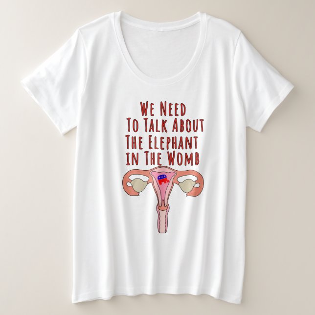 Camiseta Plus Size Precisamos conversar sobre o elefante na Womb (Frente do Design)