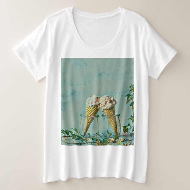 Camiseta Plus Size presente de amante de sorvete (Frente do Design)